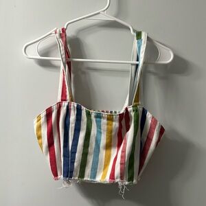 Mumu Blue denim striped top